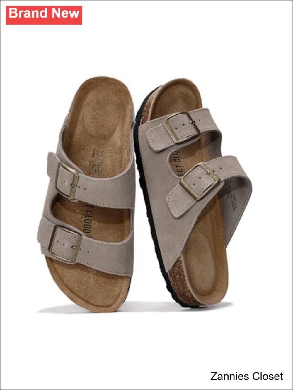 ✨ Project Cloud 100% Genuine Leather Women's Slide Sandals Memory Foam Cork